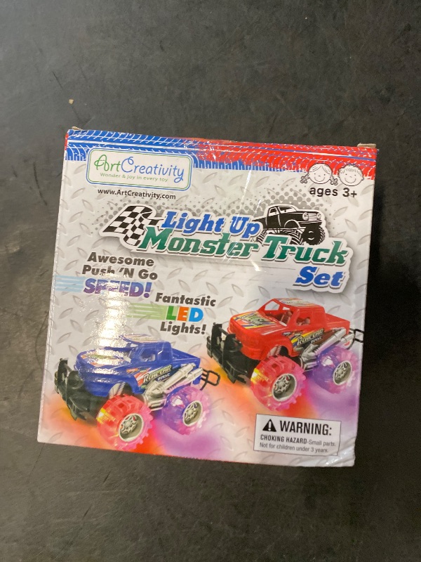 Photo 1 of ArtCreativity Light Up Monster Trucks for Boys and Girls, Toy Truck Set of 2, Monster Trucks for Boys 3-6 Years Old, Toddler Monster Truck Toys, Light Up Trucks, Easter Gifts for Kids