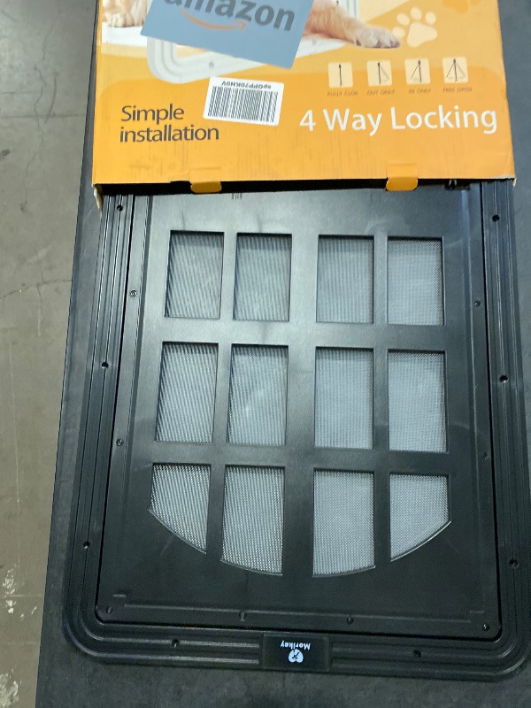 Photo 1 of Large Dog Screen Door, 13 x 17 inches Flap Opening Dog Door for Screen Door with 4 Entry Ways, Magnetic Self-Closing Pet Screen Door for Dogs Cats, Black