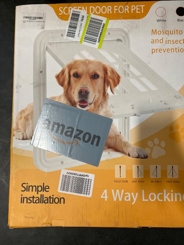 Photo 1 of Large Dog Screen Door, 13 x 17 inches Flap Opening Dog Door for Screen Door with 4 Entry Ways, Magnetic Self-Closing Pet Screen Door for Dogs Cats, Black
