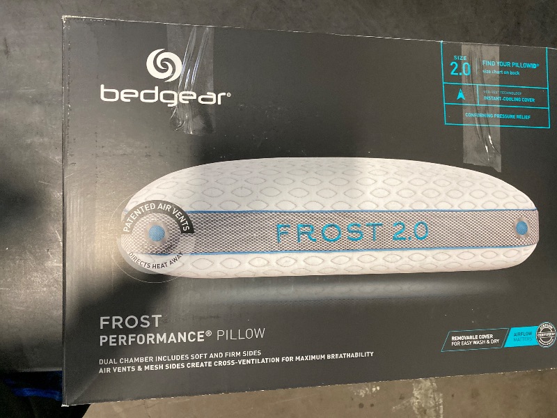 Photo 1 of Bedgear Frost Performance Pillow - Size 2.0 - Cooling Bed Pillow for Hot Sleepers - Medium Firmness Pillow for All Sleep Positions, Hypoallergenic, Washable & Removable Cover - 20" W x 26" L x 5.75" H