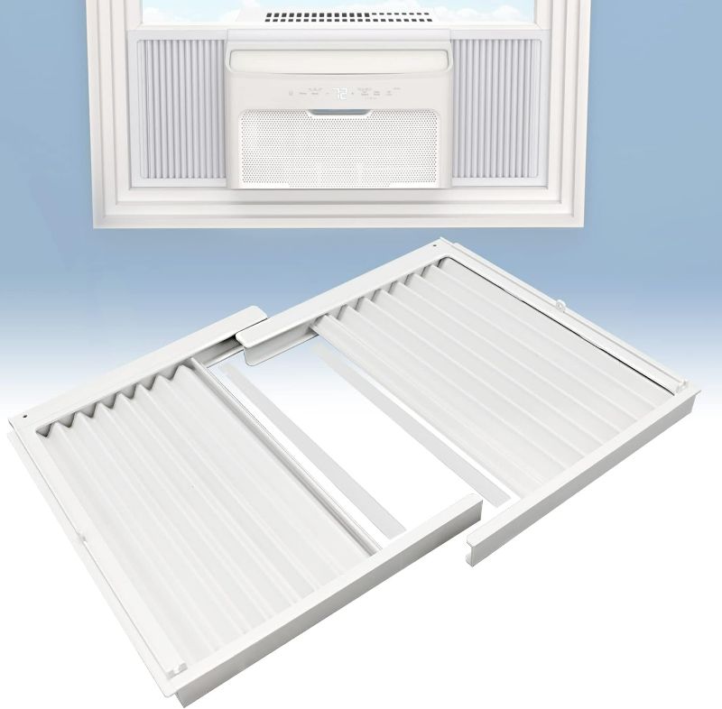 Photo 1 of Flamorrow Window Air Conditioner Side Panels with Frame, Fits 22,000 BTU Window Air Conditioners, AC Accordion Filler Kit and Air Conditioner Curtain Replacement for Window AC Units