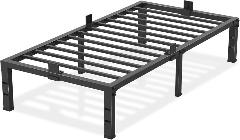 Photo 1 of Twin Bed Frames 12 inch High 3500 lbs Heavy Duty Metal Platform Mattress Foundation with Steel Slat Support/No Box Spring Needed/Noise Free/Non-Slip/Easy Assembly