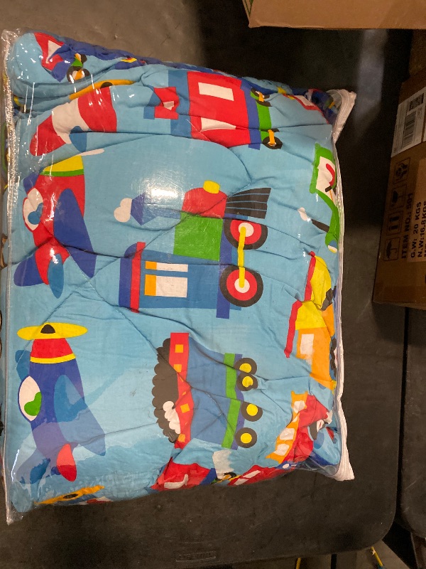 Photo 1 of Just the Blanket**  Wildkin Kids Cotton Full Duvet Cover – Soft & Breathable, Button Closure with Interior Corner Ties - Trains, Planes & Trucks