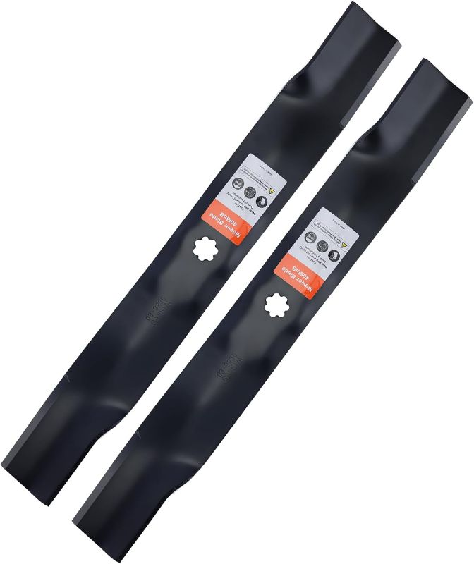Photo 1 of AM141034 42 inch Mower Blades for John Deere D130 D110 D105 D125 X300 Z225 LA135 Z235 42" Deck Lawn Tractor Replace AM137327 AM141032 (2 Pack)