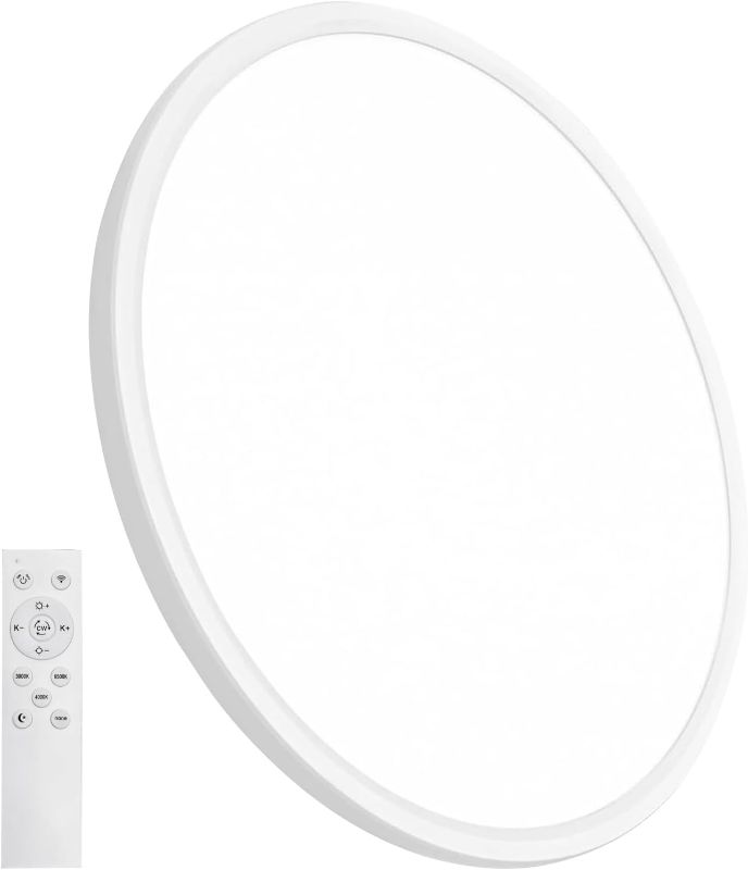 Photo 1 of 20 Inch Dimmable Large LED Flush Mount Ceiling Light, 43W, 3200LM, 3000K-6500K Stepless CCT, Super Slim LED Ceiling Light, Round Flat Panel Fixture for Living Room, Bedroom,Kitchen ect