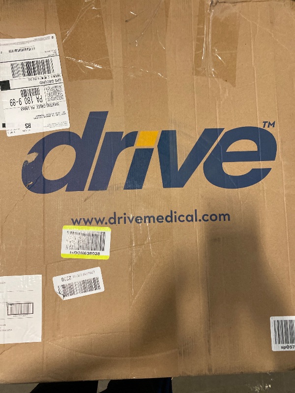 Photo 1 of Drive Medical 11148-1 Folding Steel Bedside Commode Chair, Portable Toilet, Supports Individuals Weighing Up To 350 Lbs, with 7.5 Qt. Bucket and 13.5 Inch Seat, Grey