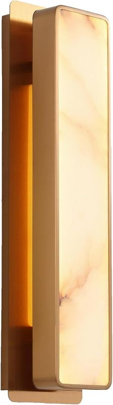 Photo 1 of Modern LED Natural Alabaster Gypsum Wall lamp 15W Warm Yellow 2700K Wall Mounted Wall lamp Indoor sucelating Alabaster Gypsum Wall Mounted Lighting Suitable for Living Room (Imitation Brass Color)