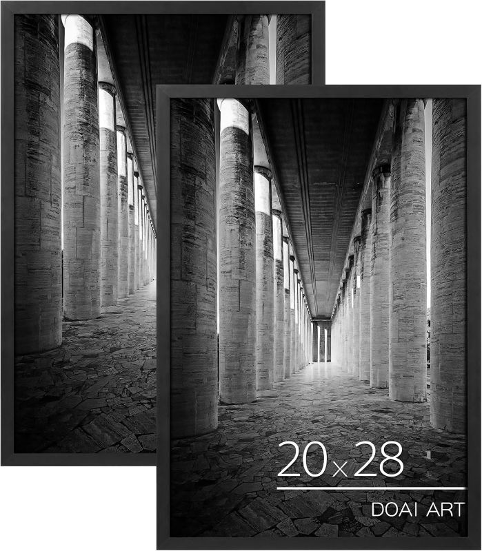 Photo 1 of DOAI ART 20x28 Frame Black 2 Pack, 20x28 Picture Frame or 20x28 Frame with HD Plexiglass for Horizontal or Vertical Wall Mounting, 20x28 Picture Frame Durable Scratch-proof Safe and Artistic Large