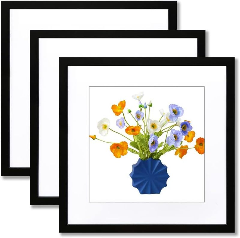 Photo 1 of 22x22 Frame Black, Display Picture 18x18 with mat or 22x22 Without mat, Photo Poster Picture Frame Wall Mounting Home Decor, 3 PCS