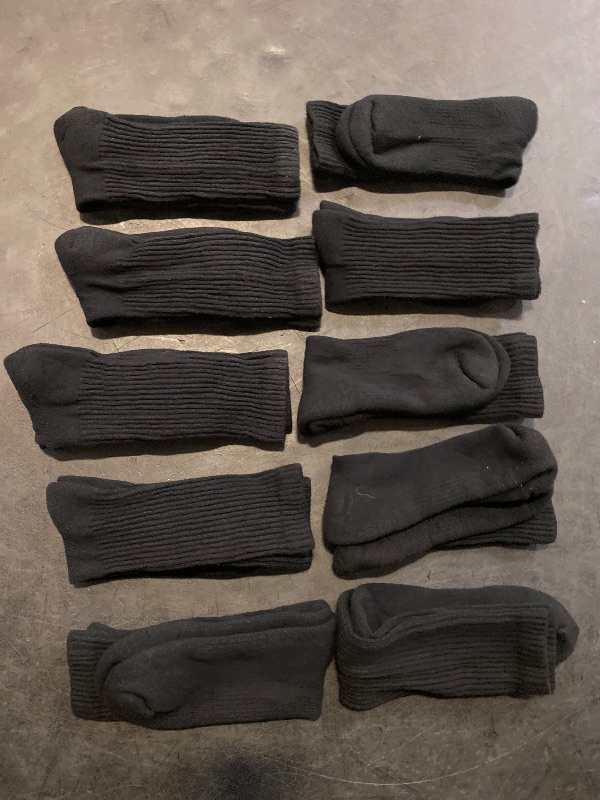 Photo 1 of Gildan Men's Active Cotton Crew Socks, 10-Pairs, Black, Shoe Size: 6-12