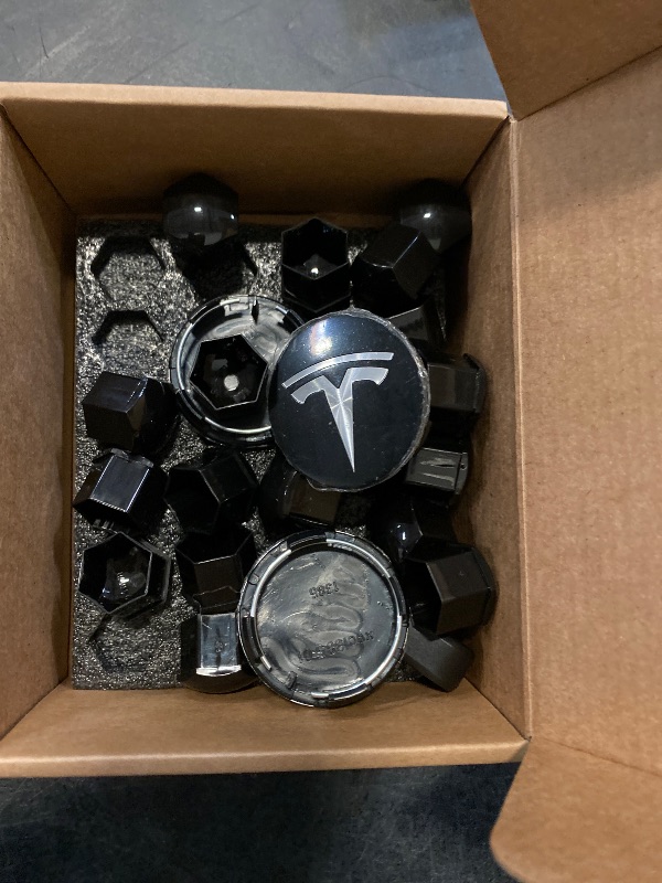 Photo 1 of ROCCS Compatible with Model 3 S X Set Aero Wheel Cap Kit, Center Logo Emblem Modification Hub Cover with Cap Lug Nut Cover, Silver