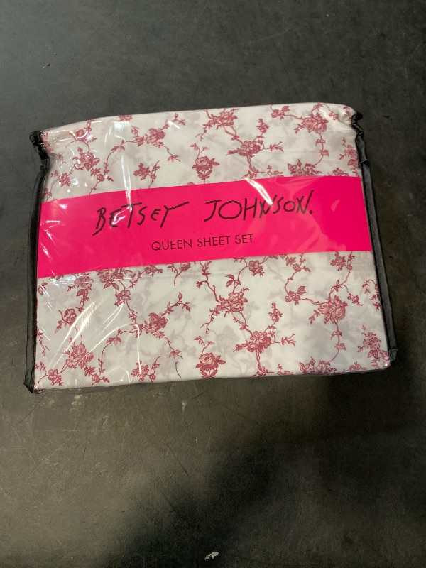 Photo 1 of Betsey Johnson - Queen Bed Sheets, Soft & Lightweight Bedding, Fade & Wrinkle Resistant (Floral Toile Pink, Queen)