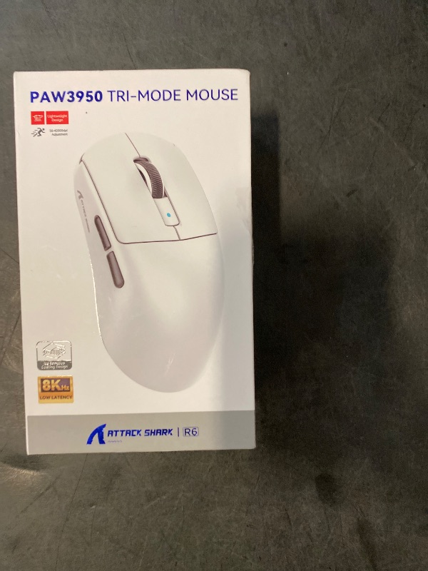 Photo 1 of Attack Shark R6 Lightweight Wireless Gaming Mouse,PAW 3950Max Sensor Computer Mouse with Nordic 52480,8KHz Polling,42K DPl,OMRON Optaicl Switch,USB-C Charging,7 Programmable Buttons(Black & Sticker)