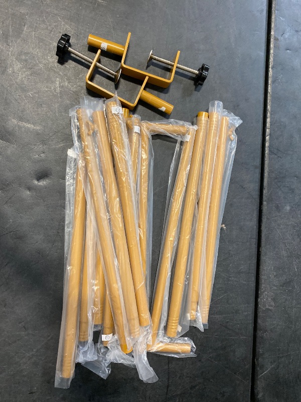 Photo 1 of Gnomdcer Over The Table Rod Stand with Clamps, Adjustable 29''-42'' Height 46"-98" Length Table Arch Hanging Rod for Wedding Birthday Party Halloween Christmas Decoration (Gold)