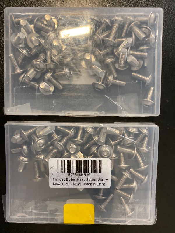 Photo 1 of M6-1.0 x 20mm Flanged Button Head Socket Cap Screws Bolts, Stainless Steel 18-8 (304), Full Thread, Allen Socket Drive, 50 PCS