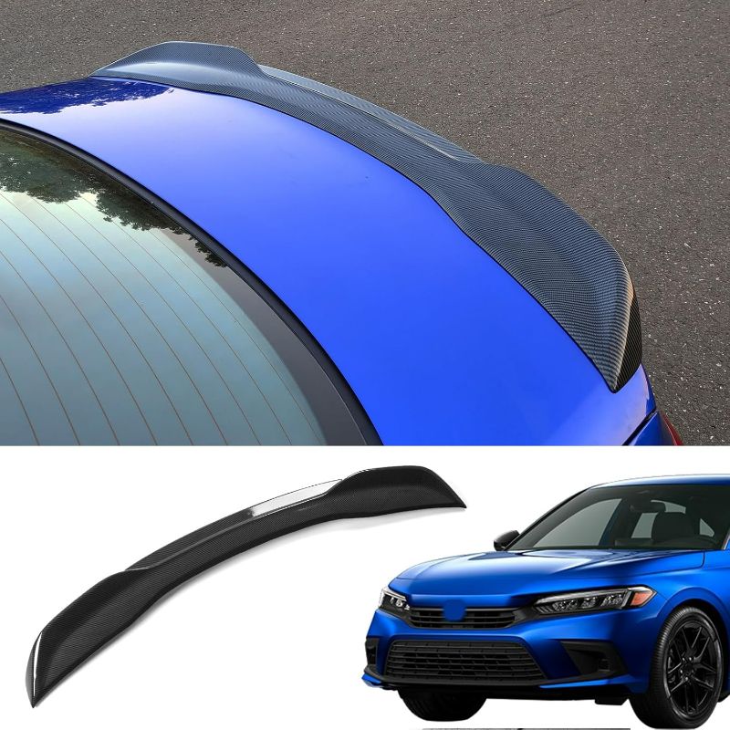 Photo 1 of Spoiler Wing Compatible with 2022 2023 2024 2025 Honda Civic Sedan Spoiler Trunk Rear Spoiler Wing Lip for Honda Civic Sedan Accessories (Glossy Carbon Fiber Pattern)