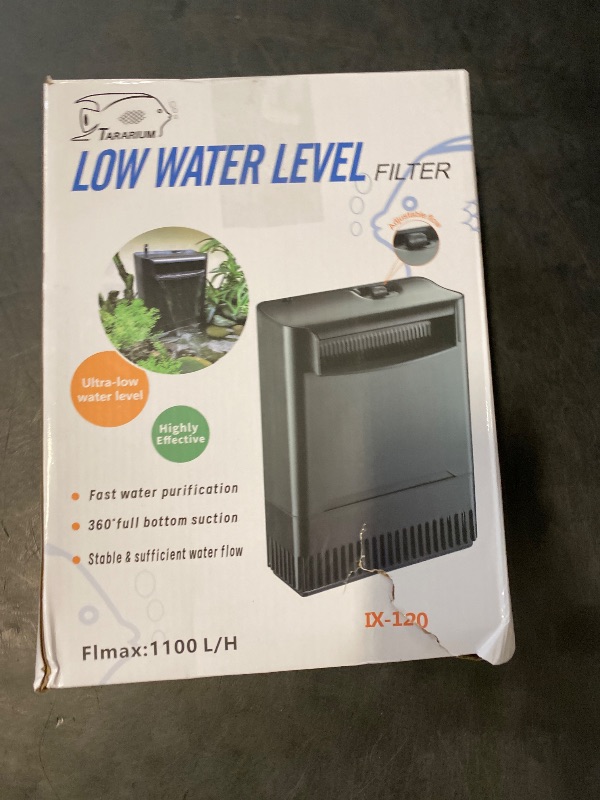 Photo 1 of 290GPH Turtle Tank Filter for 20-55 Gallon, Turtle Filter Low Water Level Available and Flow Adjustable, Turtle Water Filter for Shrimps Amphibians Turtle Tank Saltwater Freshwater Crystal Clear