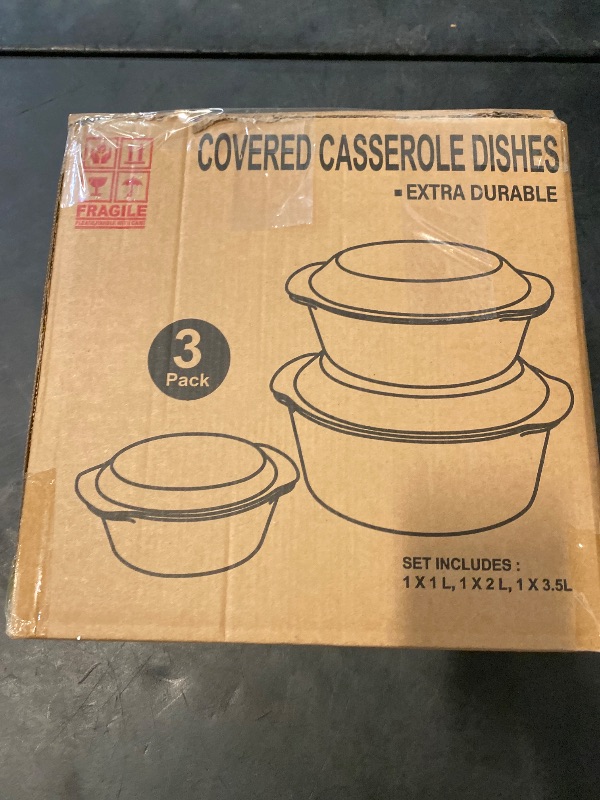 Photo 1 of 6-Piece Glass Tureen Dishes for Oven with Lids, Durable Borosilicate Glass Covered Bakeware Set, Microwave Safe, Versatile Round Glass Baking Dishes for Oven with Lid. Clear Lead-Free Casserole Cookware.