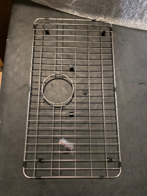 Photo 1 of Kitchen Sink Grid and Sink Protectors, Stainless Steel Sink Grids for Bottom of Kitchen Sinks, 26" x 14" with Rear Drain for Single Bowl Sinks