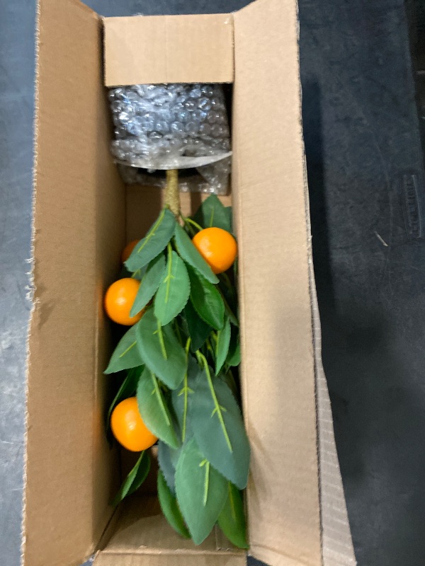 Photo 1 of Artificial Potted Plants 15.7 inches Fake Orange Tree Artificial Citrus Fruit Plant with Black Pot Faux Plants Indoor for Home,Office, Living Room Table, Desk