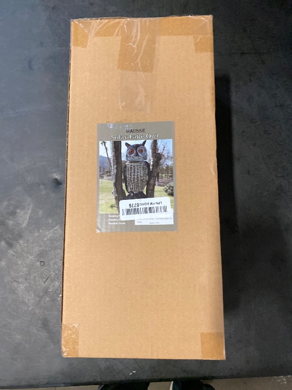 Photo 1 of Hausse Solar Fake Owl Decoy Scare Birds Away, Solar Powered Motion Activated Scarecrow Deterrent Owl with Glowing Eyes, Scary Sound & Rotate Head, Nature Enemy Bird Repellent for Outdoor Garden Yard