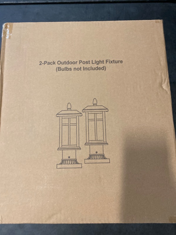 Photo 1 of Brilvibera 2 Packs Outdoor Post Light, Black Pole Lantern Lighting Fixture with Pier Mount Base Hard Wired, Outdoor Column Lights Exterior Lamp Post Lantern with Glass for Garden Yard Patio Path