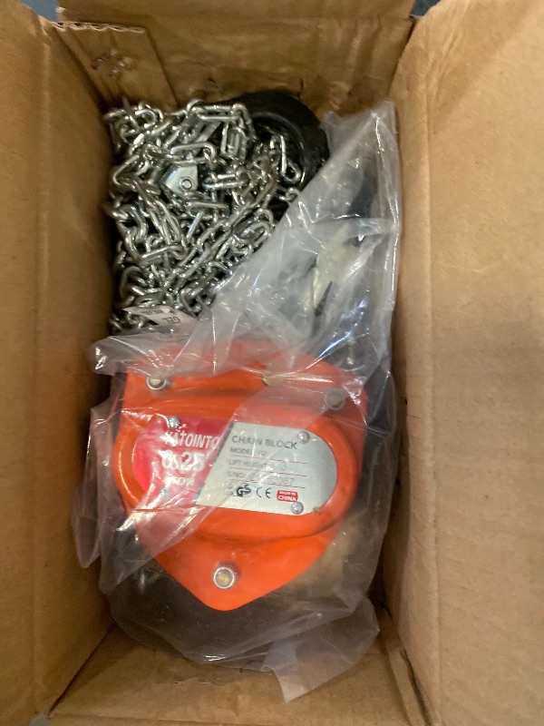 Photo 1 of YATOINTO Chain Hoist 1/4 Ton (550Lbs) Capacity | Mini Hand Chain Hoist 10FT | Manual Chain Block Hoist 10.2" Headroom | Industrial Grade Steel Structures for Garages Warehouse Automotive Machinery