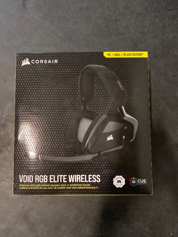 Photo 1 of CORSAIR VOID RGB ELITE Wireless Gaming Headset – 7.1 Surround Sound – Omni-Directional Microphone – Microfiber Mesh Earpads – Up to 40ft Range – iCUE Compatible – PC, Mac, PS5, PS4 – Carbon