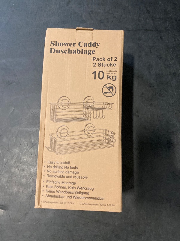 Photo 1 of TAILI Shower Caddy Suction Cup 2 Pack with Hooks & Soap holder, Heavy Duty Shower Organizer for Bathroom, No Drilling Bathroom Organizer with Large Capacity, Black Metal Storage Basket