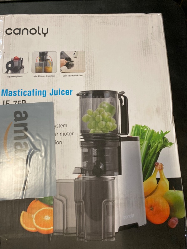 Photo 1 of Cold Press Juicer, 5.8" Wide Feed Chute Juice Extractor Machine with 400W, High Juice Yield, Slow Masticating Juicer for Whole Vegetables & Fruits, Metallic Silver
