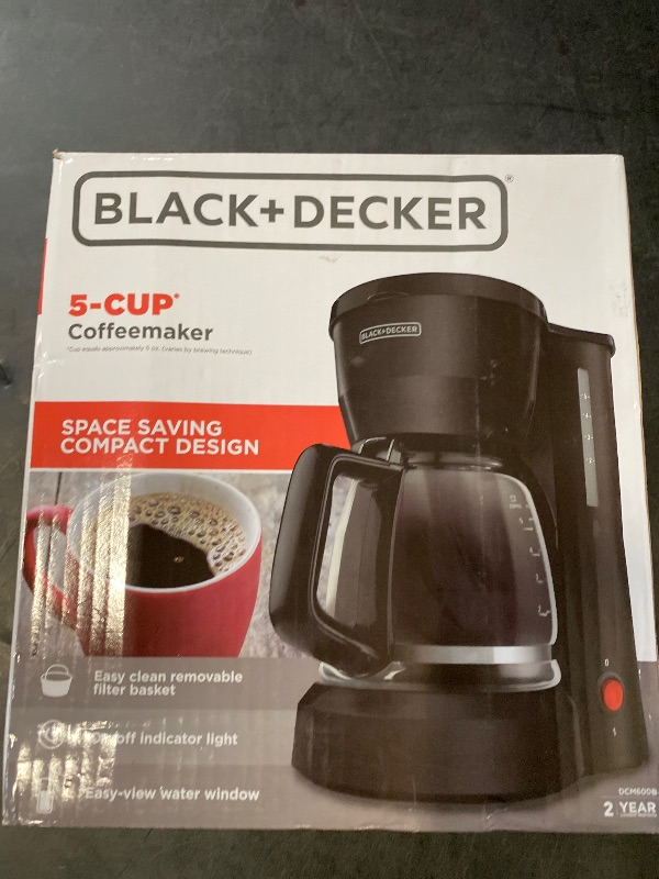 Photo 1 of BLACK+DECKER 5-Cup Coffeemaker, Black, DCM600B