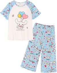 Photo 1 of Kids Size 22 My Melody Cinnamoroll Pajamas Set 2 Piece Petite Women Girls Sleepwear Summer Nightwear Cotton T-Shirt Pants Sets