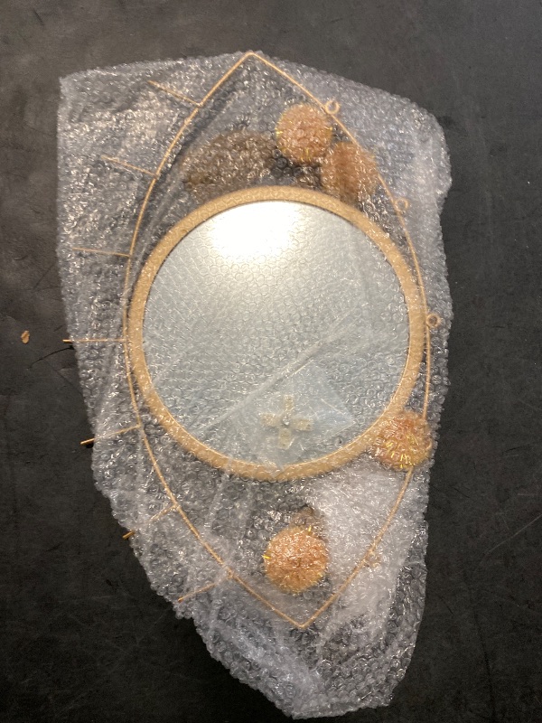Photo 1 of KHOYIME Evil Eye Wall Mirror Boho Gold Mirrors Decorative Metal Mirror with Tassels, Great Macrame Wall Art Bohemian Hanging Decor for Bedroom Living Room Bathroom