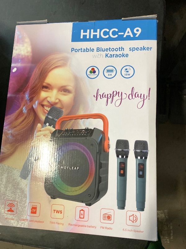 Photo 1 of Karaoke Machine with 2 Wireless Microphones,Portable Karaoke Machine for Adults & Kids,Karaoke Microphone with PA System,Karaoke Speaker Supports for TWS,USB,FM,REC,AUX in,TF Card