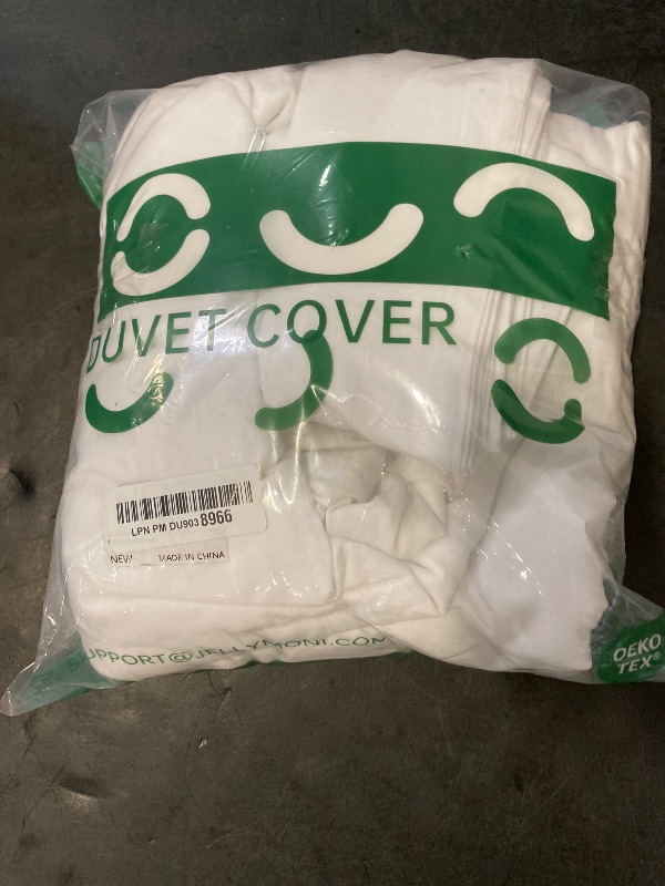 Photo 1 of JELLYMONI White Duvet Cover Queen Size - 100% Washed Cotton Linen Like Textured Comforter Cover, 3 Pieces Breathable Soft Bedding Set with Zipper Closure (Bright White, Queen 90"x90")
