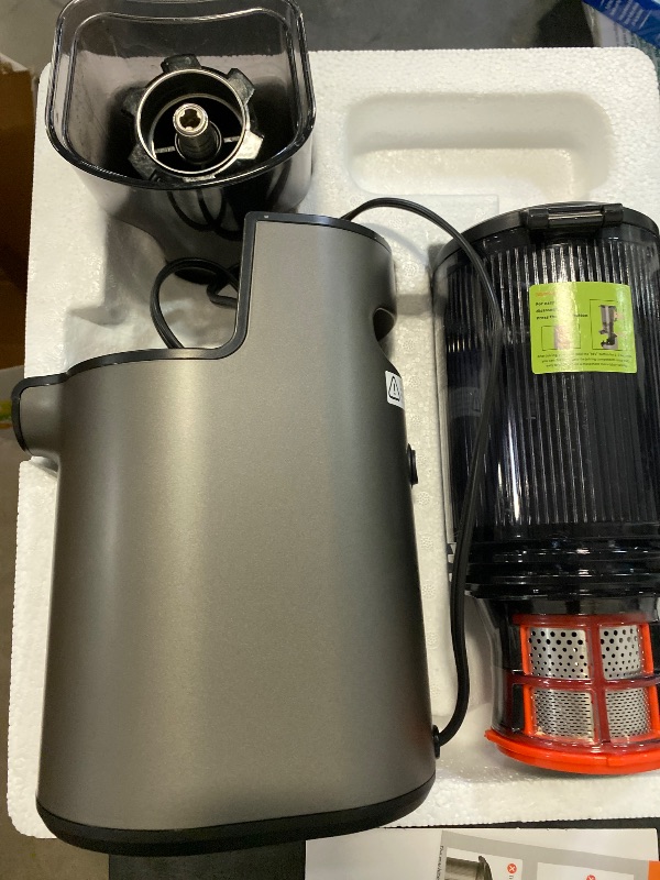 Photo 1 of Cold Press Juicer, Masticating Juicer with 5.4" Wide Feed Chute, 350w Slow Juicer Machines Fit Whole Vegetables and Fruits with High Juice Yield, Easy to Clean (Black)