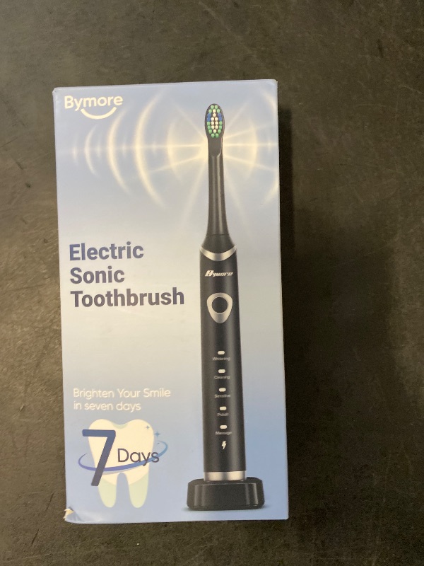 Photo 1 of Bymore Electric Toothbrush for Adults,Travel Sonic Toothbrush with 8 Replacement Heads, Ultra Clean Rechargeable Toothbrush Portable One Charge for 330days 5 Modes 2mins Timer-Black