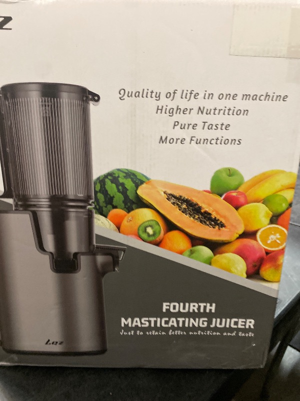 Photo 1 of Cold Press Juicer, Masticating Juicer with 5.4" Wide Feed Chute, 350w Slow Juicer Machines Fit Whole Vegetables and Fruits with High Juice Yield, Easy to Clean (Black)