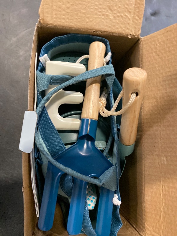 Photo 1 of Gardening Set, Tool Kit, for Kids, STEM, Includes Tote Bag, Spade, Watering Can, Rake, Fork, Trowel and Gloves (Ocean Blue)