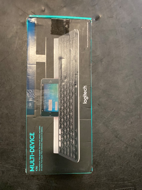 Photo 1 of Logitech K780 Multi-Device Wireless Keyboard for Computer, Phone and Tablet – FLOW Cross-Computer Control Compatible - Speckles, White