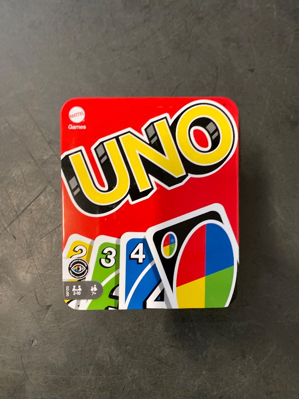Photo 1 of Mattel Games UNO Card Game for Family Night, Travel Game & Gift for Kids in a Collectible Storage Tin for 2 to 10 Players (Amazon Exclusive)