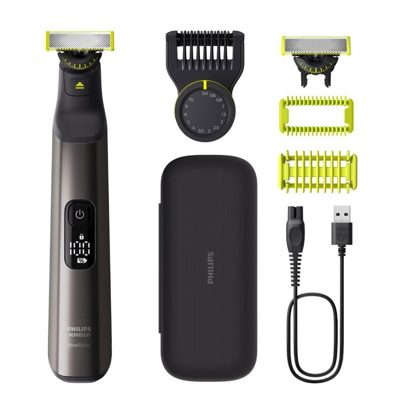 Photo 1 of Philips Norelco OneBlade 360 Pro Face + Body Electric Beard Trimmer, Shaver & Bodygroomer, with 360 Blade Technology, 2X 360 Blade, 20-Length Adjustable Comb, Body Kit, & Travel Case, QP6552/90