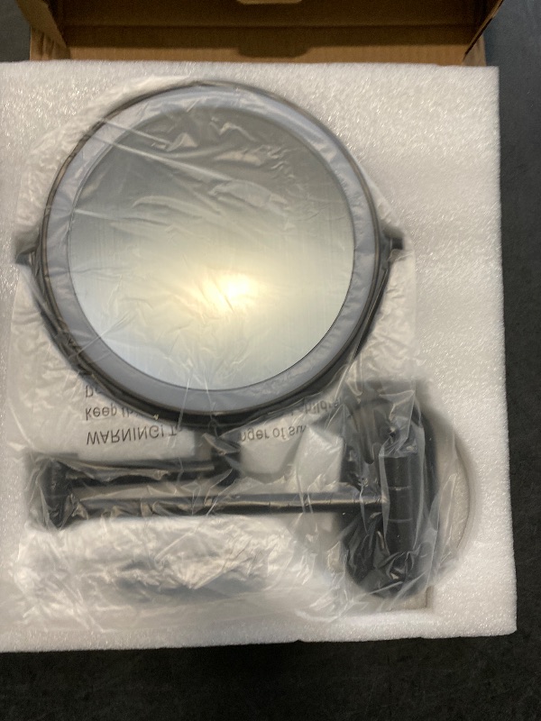 Photo 1 of Wall Mounted Makeup Mirror with Light, 20X/1X 8'' Double Sided LED Magnifying Bathroom Lighted Vanity Mirror with Magnification, 3 Color Light up Touch Dimmable Extended Arm 360 Rotation