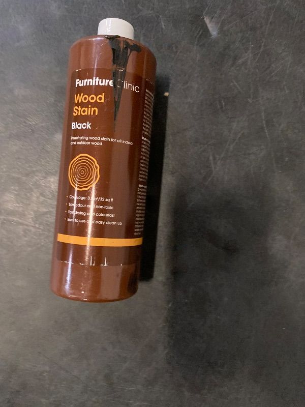Photo 1 of Furniture Clinic Wood Stain | Black | Water Based | Fast Drying, Low Odor, & Non-Toxic | For Indoor & Outdoor Furniture and More | Multiple Finishes | (17oz / 500ml)