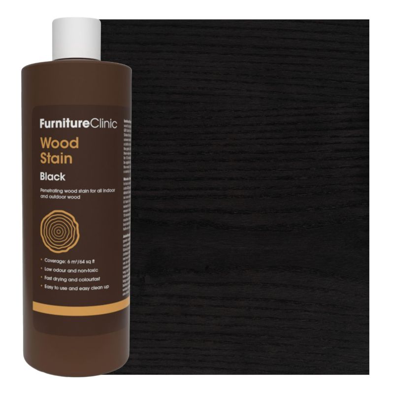 Photo 1 of Furniture Clinic Wood Stain | Black | Water Based | Fast Drying, Low Odor, & Non-Toxic | For Indoor & Outdoor Furniture and More | Multiple Finishes | (17oz / 500ml)