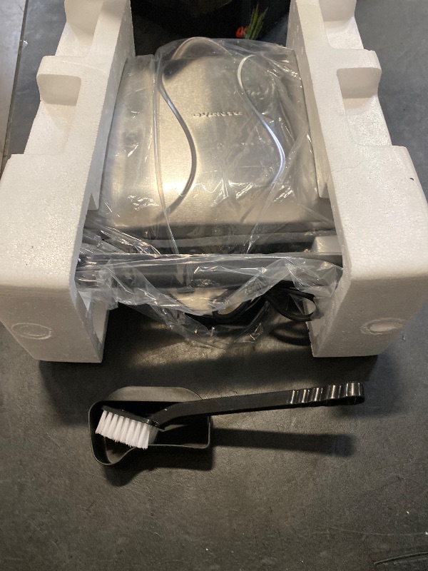 Photo 1 of OVENTE Electric Panini Press Sandwich Maker, 1500W Indoor Grill with Nonstick Coated Plates, Digital Temperature and Timer Display, Removable Drip Tray, Perfect for 4-Slice Sandwiches, Silver GP1000BR