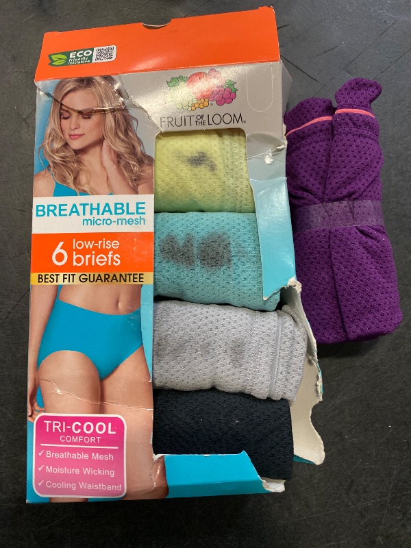 Photo 1 of 10/3XL US Fruit Of The Loom Womens Breathable Underwear, Moisture Wicking Keeps You Cool & Comfortable, Available In Plus Size Briefs, Micro Mesh - Low Rise Brief - 6 Pack - Colors May Vary