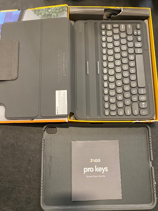 Photo 1 of ZAGG Pro Keys Detachable Case and Wireless Keyboard for iPad Air 11" (M3)/ Air 10.9" (Gen 4, Gen 5), iPad Air 11" (M2) - Bluetooth Pairing, Backlit Laptop-Style Keys, Apple Pencil Holder, Black