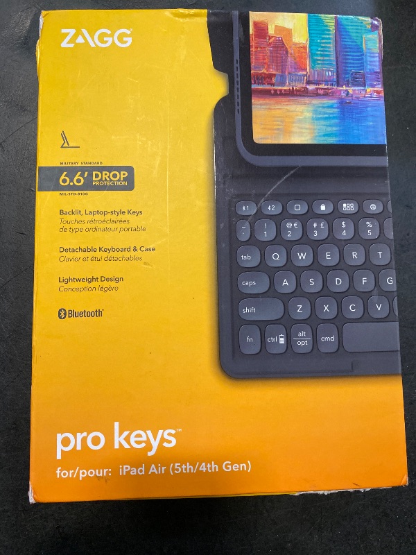 Photo 1 of ZAGG Pro Keys Detachable Case and Wireless Keyboard for iPad Air 11" (M3)/ Air 10.9" (Gen 4, Gen 5), iPad Air 11" (M2) - Bluetooth Pairing, Backlit Laptop-Style Keys, Apple Pencil Holder, Black