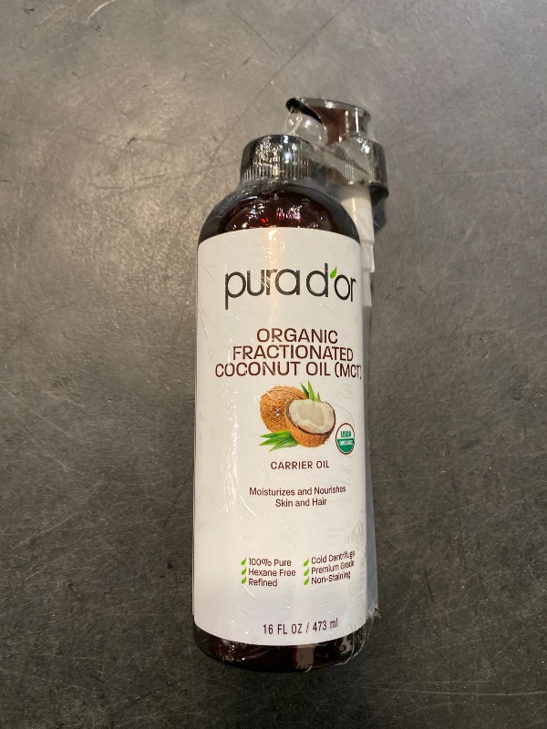 Photo 1 of PURA D'OR 16 Oz ORGANIC Fractionated Coconut Oil - MCT Oil - 100% Pure & Natural USDA Certified Cold Pressed Carrier Oil - Unscented, Hexane Free Moisturizer For Face, Skin & Hair Tonic - Men & Women